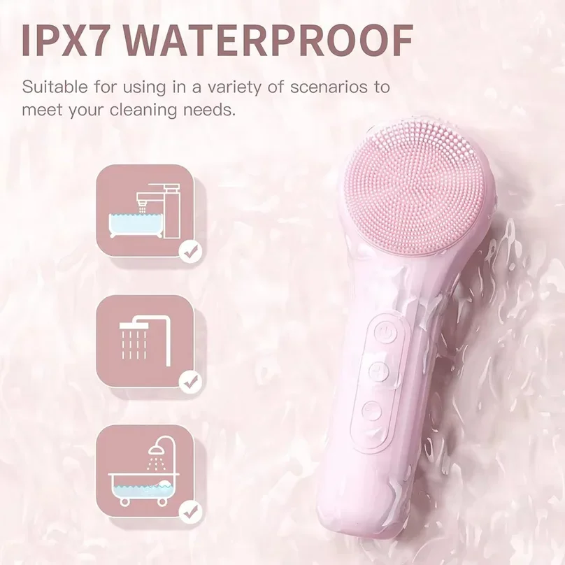 For Rechargeable Scrubber Exfoliating Vibrating Deep Clean Face Cleaner  Skin Care Tool Sonic Waterproof Facial Cleansing Brush