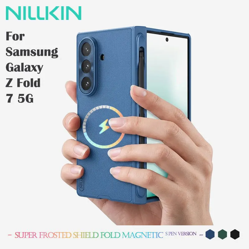 For Samsung Galaxy Z Fold 7 5G Magnetic Case, NILLKIN Frosted Shield Fold, S Pen Slot + 360° Hinge Protection, Particle Texture