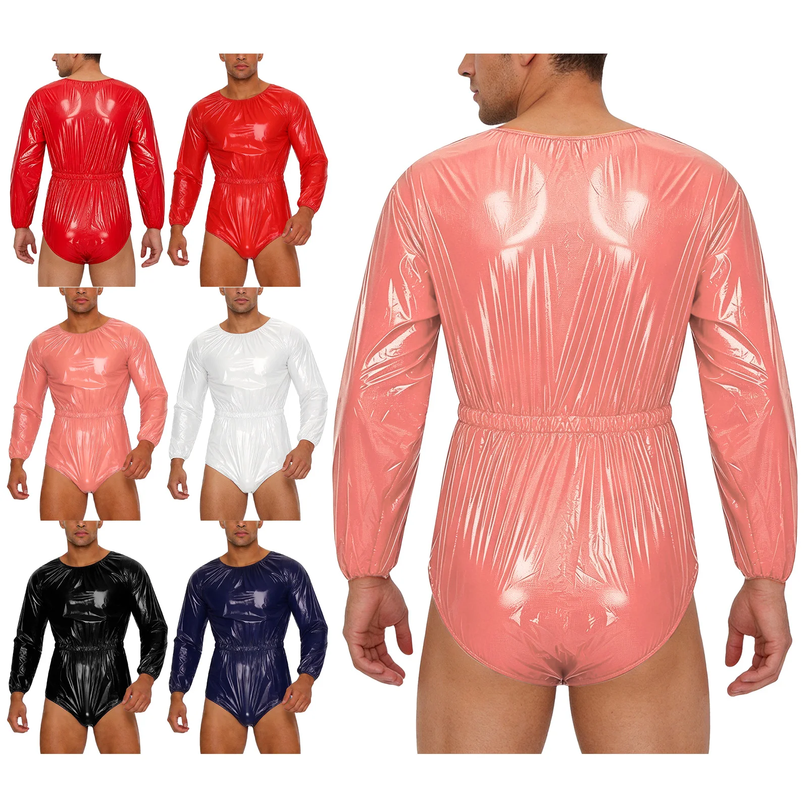 Men Waterproof Diaper Over Bodysuit Long Sleeve Crotch One-piece Leotard Adaptive Workshop Dust-proof Diapers Special Needs