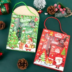 Christmas Gift Xmas Tree Santa Pattern Stationery Pack Red Green Pencil Eraser NoteBook Kids Party Favors Class Reward Prizes