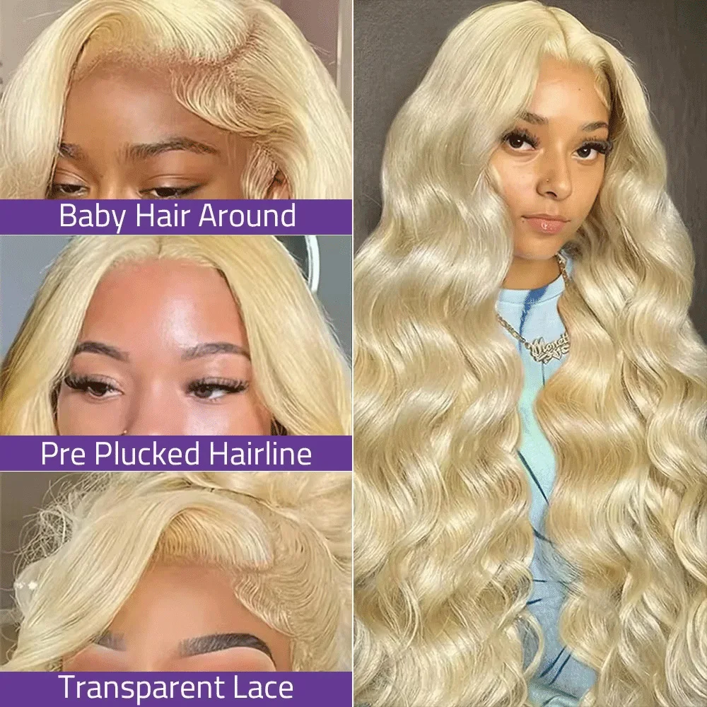 613 Honey Blonde 13x4 13x6 HD Transparent Lace Frontal Wig Brazilian Body Wave Lace Front Wigs Human Hair 200% Pre Plucked 40 In image 2