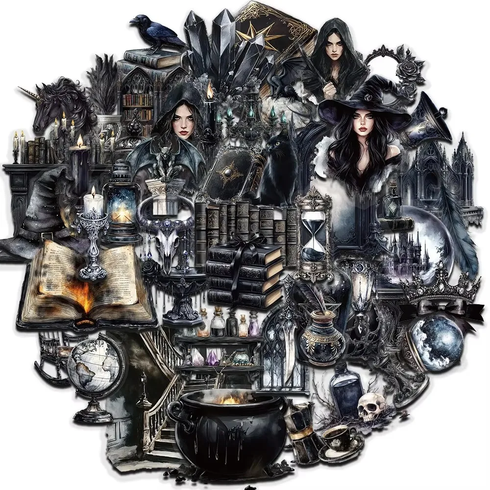 50PCS Vintage Magic Stickers for Notebooks, Drinking Glasses, Guitars, Skateboards, Phones, Tablets, and More.