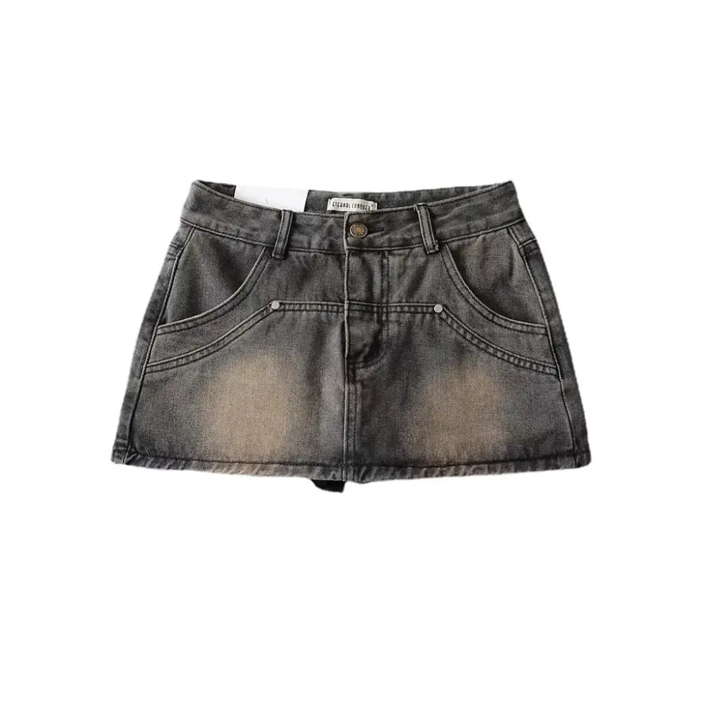 

Spice Girl Retro High Waist Slimming Denim Skirt for Women Anti-walking Hip Design Summer Leg Show Long Skirt