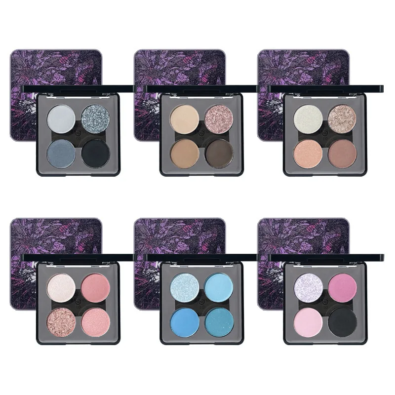 

Atmosphere Smoky Cat Eye Makeup~ Four-Color Lace Eyeshadow Disc Wanhua Spice Girl Smoked Black Jasmine Cold Extract Brown Matte