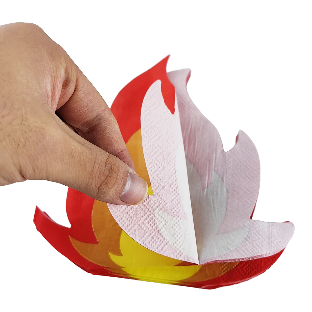 16/32/64 Pcs Fire Napkins Flame Napkins Disposable Paper Napkins for Firefighter Theme Fire Truck Birthday Fireman Party Decors