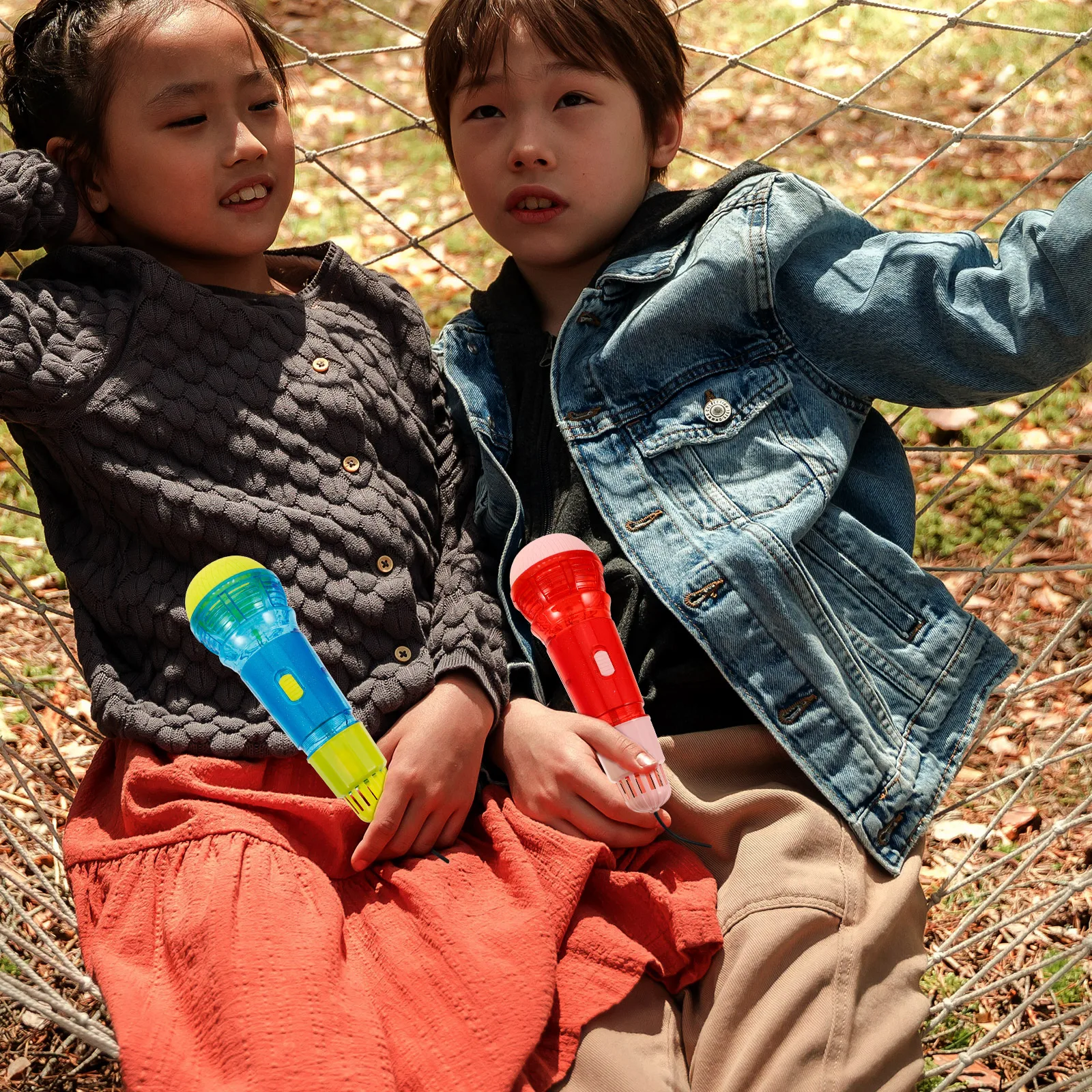 

2 Pcs Echo Microphone Toys Kid Playthings Microphone/Light Hand Bell Abs Child Microphones for Kids