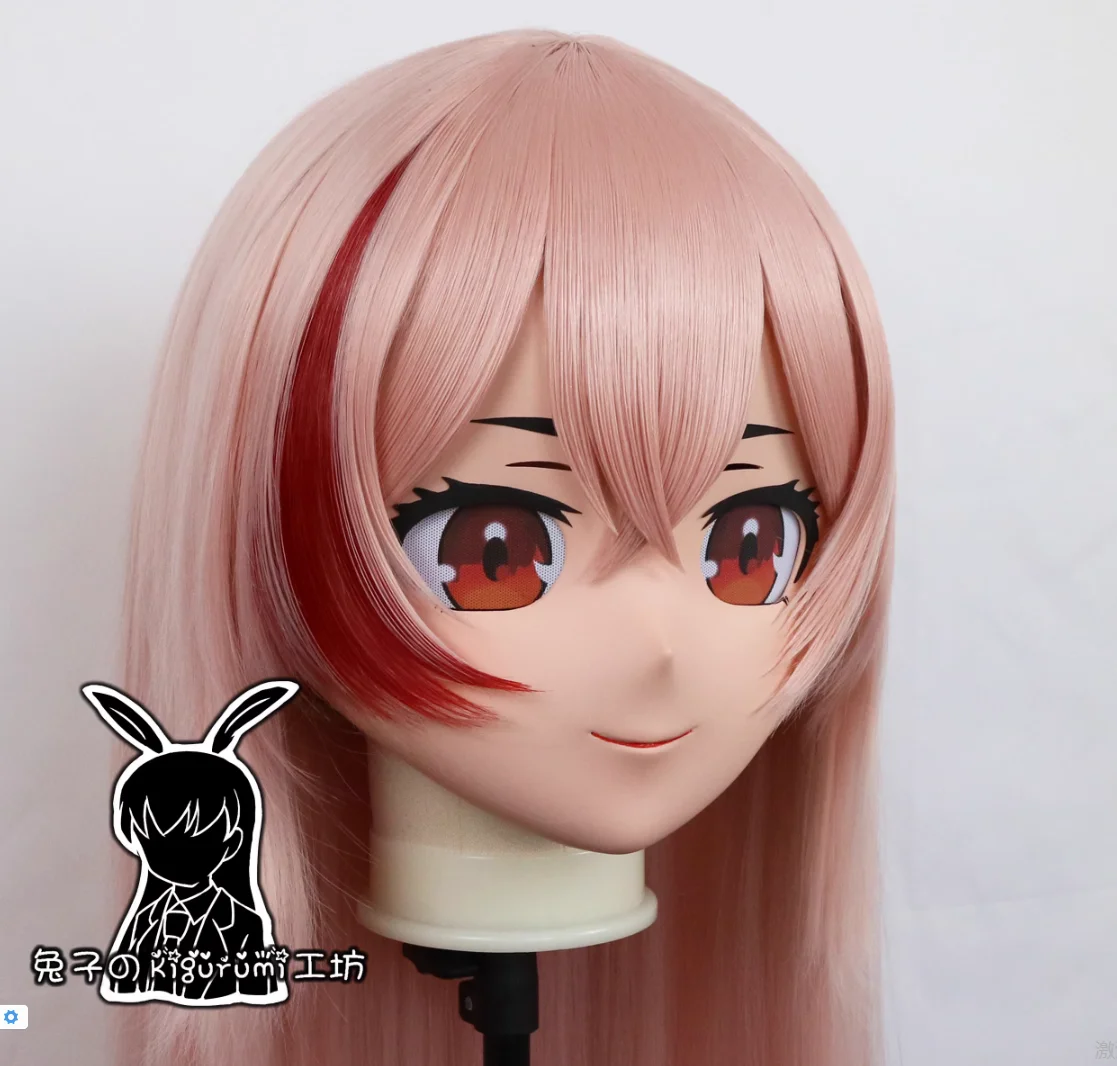 (RB28026) Personalizza la testa piena di qualità fatta a mano per donna/ragazza in resina giapponese personaggio dei cartoni animati Kig Cosplay Kigurumi maschera