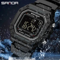 SANDA 2156 mode hommes montre militaire résistant à l'eau Sport montres armée grand cadran Led montres numériques chronomètres pour homme 2
