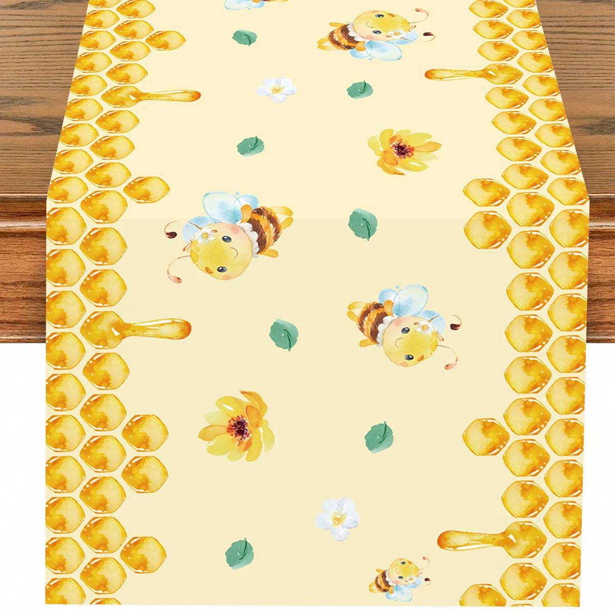 

Summer Bee Daisy Polyester Table Runners Holiday Party Decorations Washable Dining Table Runners Boy Girl Bithday Table Decor