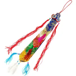 Tibetan Buddhism Tambourine Streamers, Colorful Brocade Buddha Hall Decoration, Embroidery, Prayer Flags Display