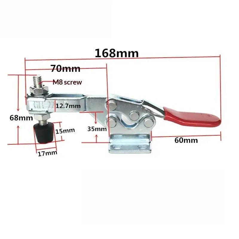 1Pcs Horizontal Toggle Clamp 227kg High Load Capacity GH-225-D Quick Release Clamp for Metal Welding Workholding Use