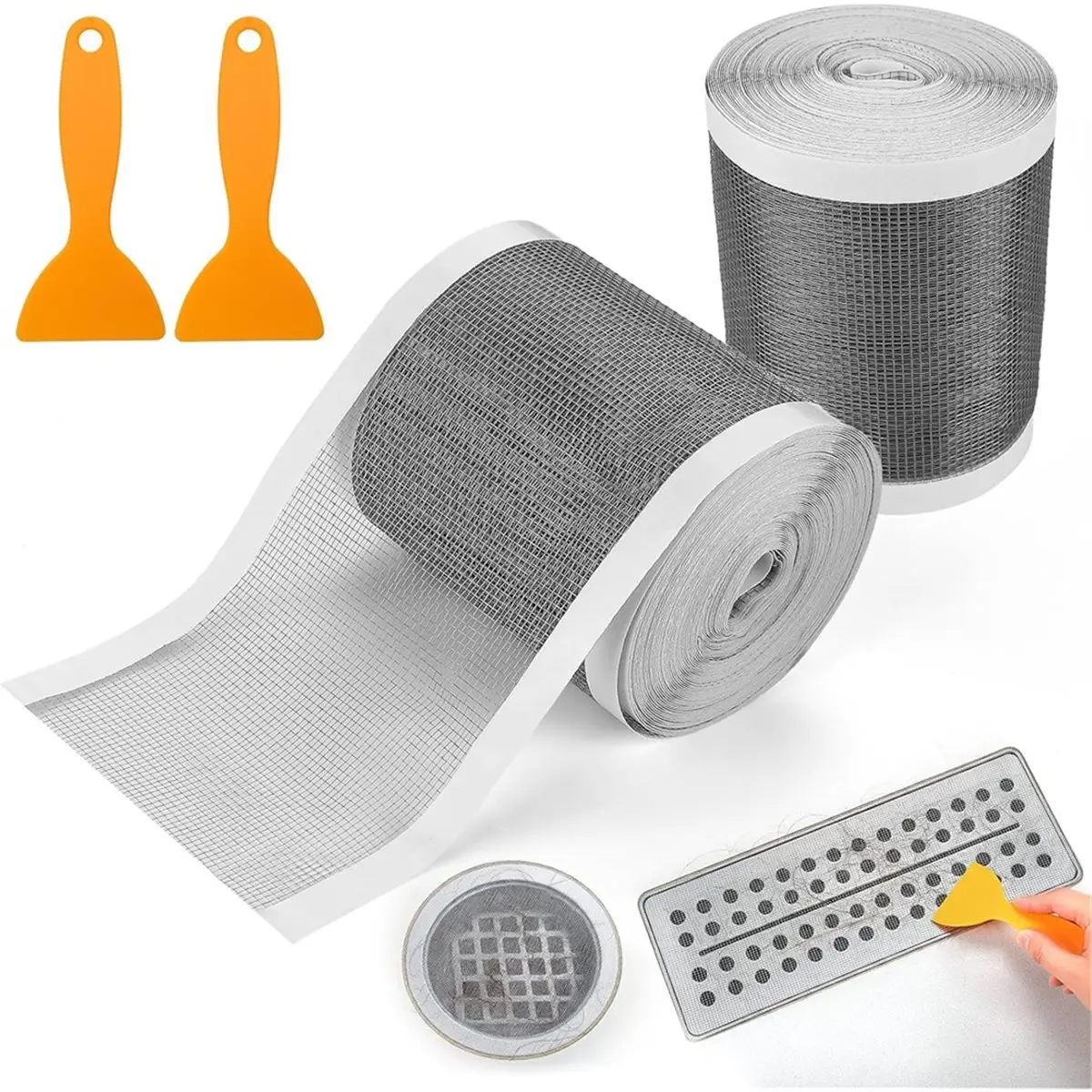 Coletor descartável do cabelo do dreno da chuveiro de 2 pacotes com ferramenta da remoção, adesivos autoadesivos das tampas do dreno do assoalho para o hotel em casa