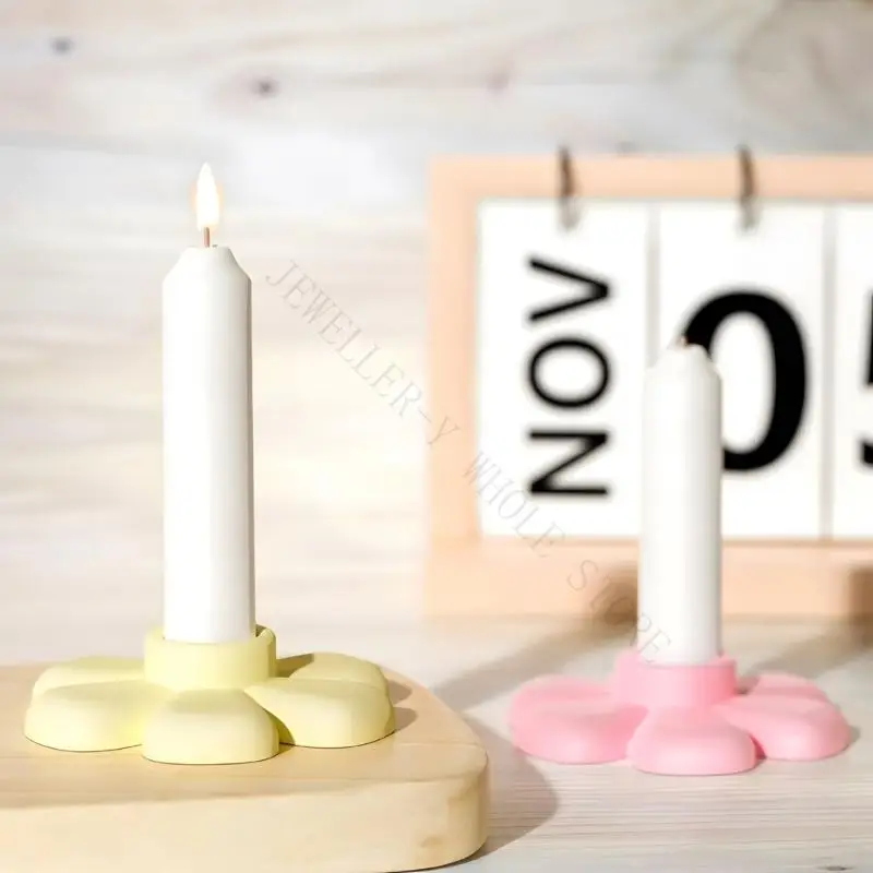 R7UF Elegant Floral Holder Silicone Mold Sturdy Candlestick Mold For Wedding Decorations And Home Centerpiece Design