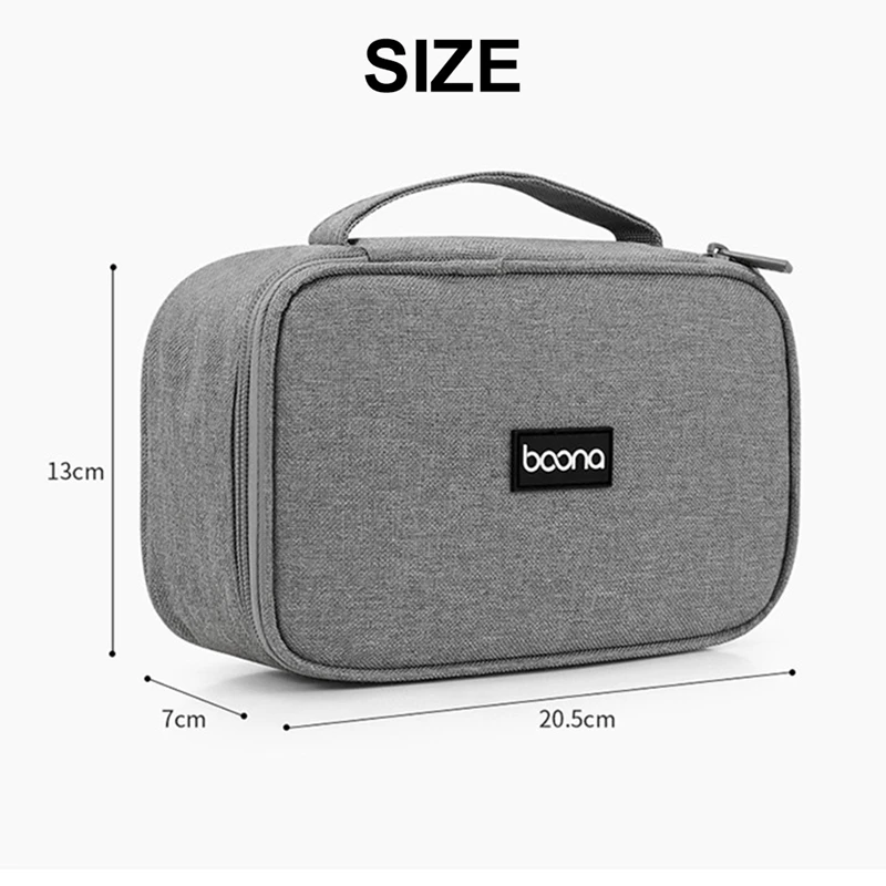 BOONA Travel Storage Bag Multifunctional For Hard Disk Case Power Bank Power Adapter Earphone Cable USB Data Cable