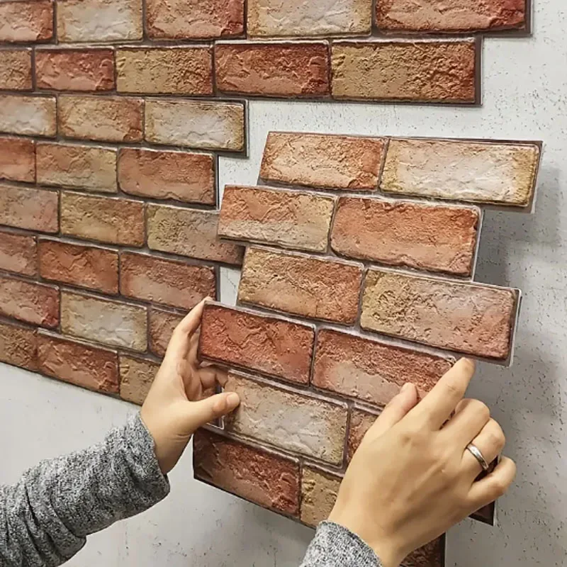 

5/10pcs 3D Wall Panels Self-Adhesive,Waterproof & Moisture-Proof Wallpaper for Living Room Home Decor Vintage Brick Wall Sticker
