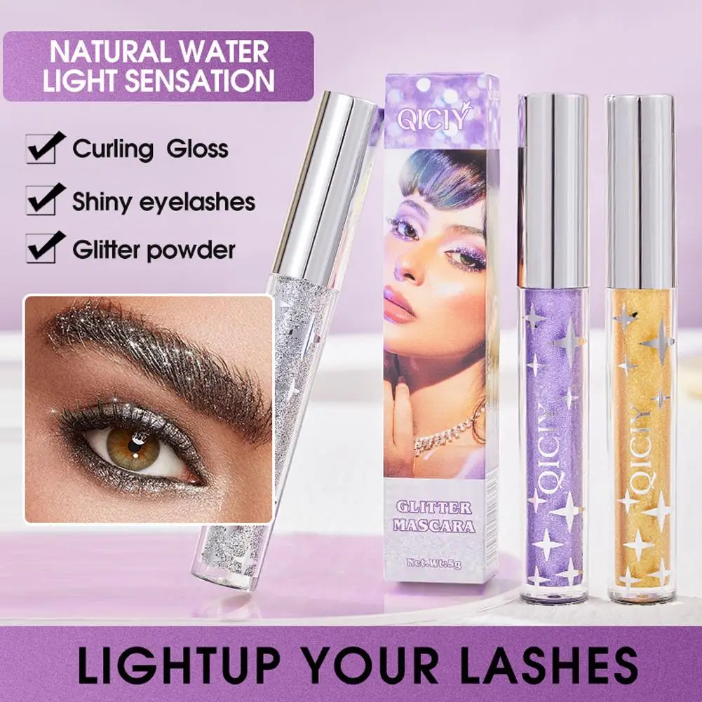 Diamond Mascara Shiny Galaxy Sequins Glitter Lash Mascara Eyelashes Waterproof Fast Dry Curling Thick Mascara Shimmer Makeup