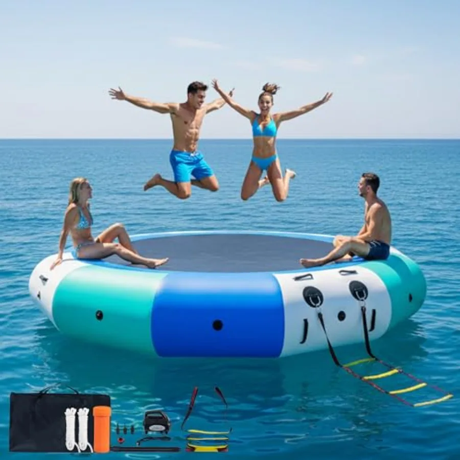 

Water Trampoline for Lake Floating Trampoline for Pool Ocean with Pump in Blue