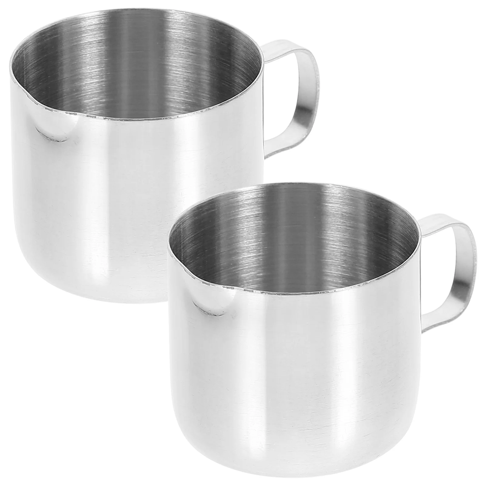 

2 Pcs Stainless Steel Frothing Pitcher Coffee Maker Cream Latte Jug Sauce Dip Cup Milk Measuring Travel Espresso Unique Spout