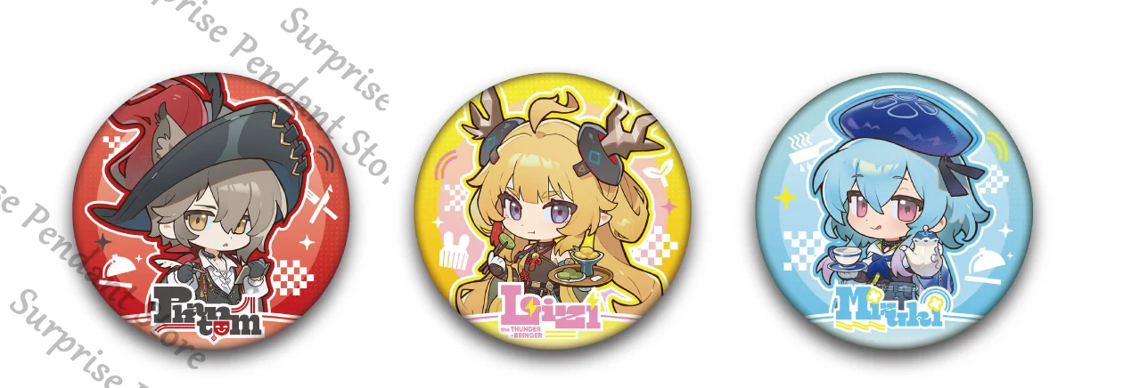 Arknights Mizuki Nymph Typhon Leizi The Thunderbringer‌ Tinplate Laser Badge Emblem Breastpin Brooch 58mm Cosplay Game Fans