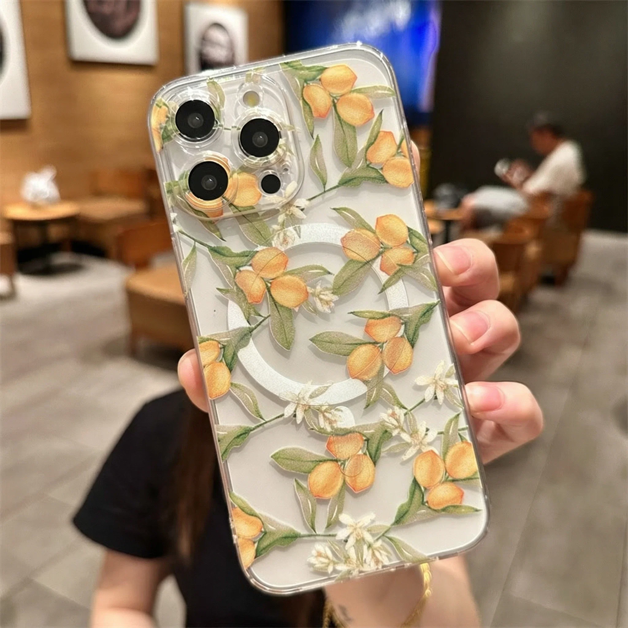Transparent With Magsafe Magnetic Print Flower Case For iPhone 17 Air 16 13 12 14 11 Pro Max 15 Plus Wireless Charge Clear Cover