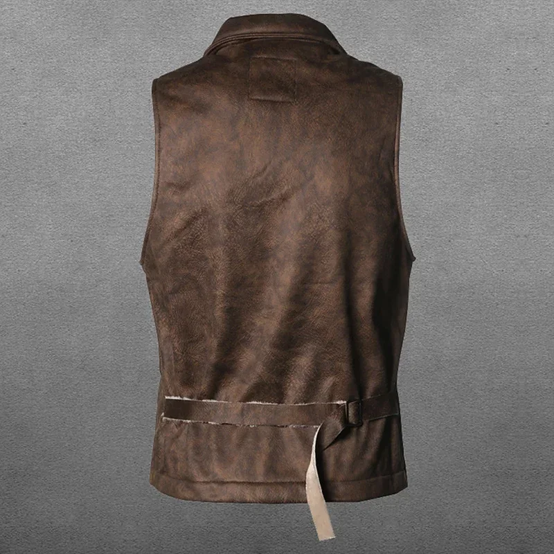 Vintage Style Retro Suede Men Vest Slim Fit Autumn Winter Mens Sleeveless Jacket V-Neck Warm Mens Waistcoat men clothing