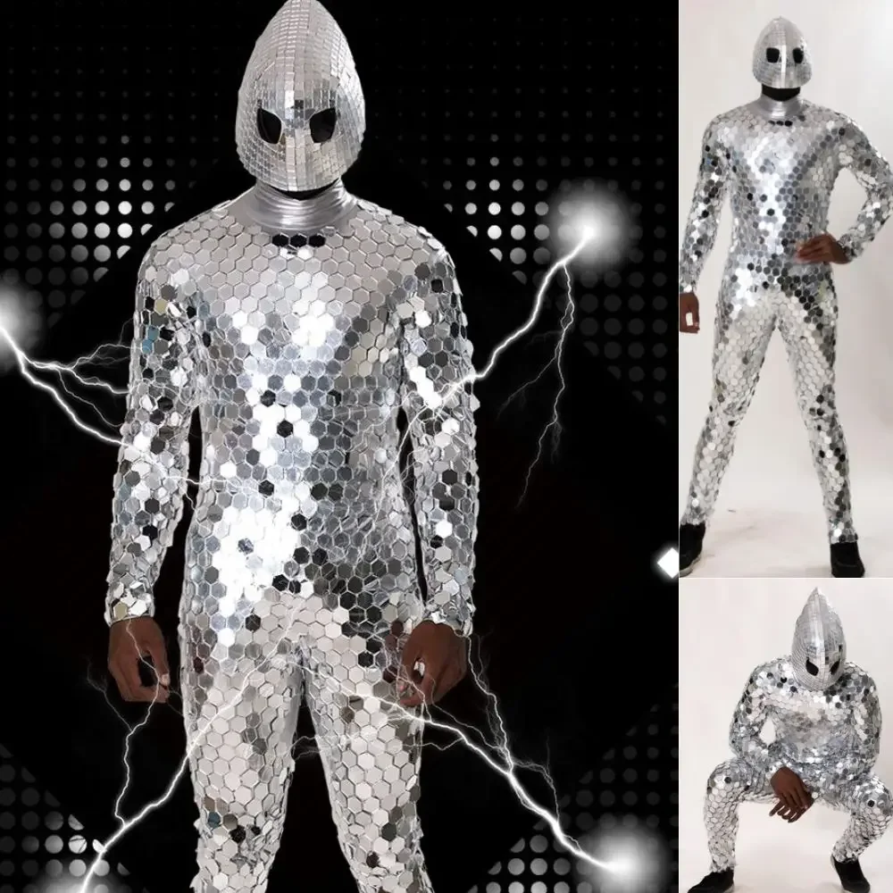 Mirror jumpsuit mirror man dance suits Mirror Costume for nightclub stage performance