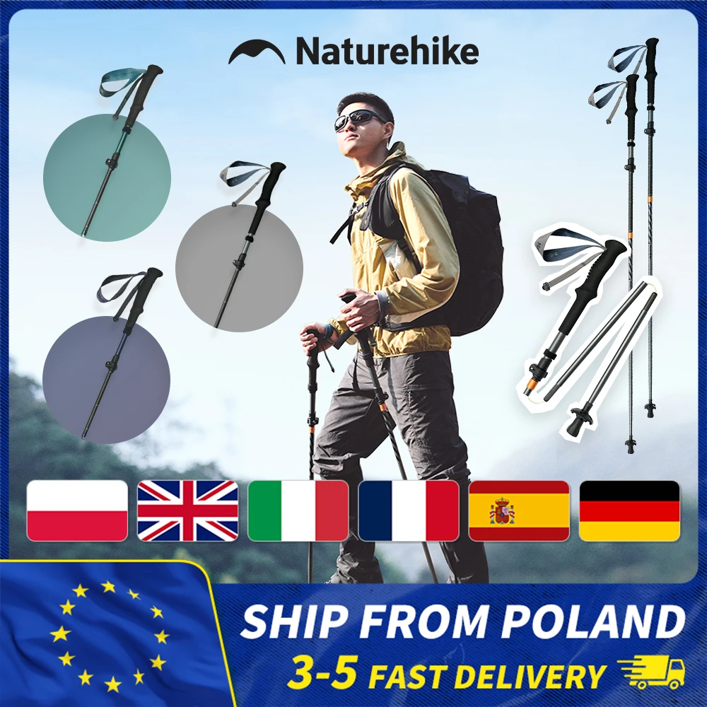 Naturehike 2 Stück Wanderstöcke Ultraleichte Faltbare Kletterstöcke 5-fach Faltbare Stöcke Schnell Aufklappbare Reise-Wanderstöcke