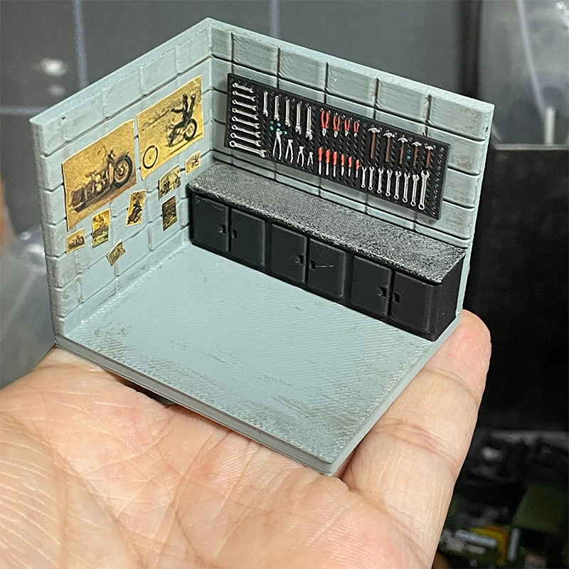 1:64 オートバイ車修理ツールモデルガレージワークショップ壁掛け小道具シーン DIY モデル子供のおもちゃ