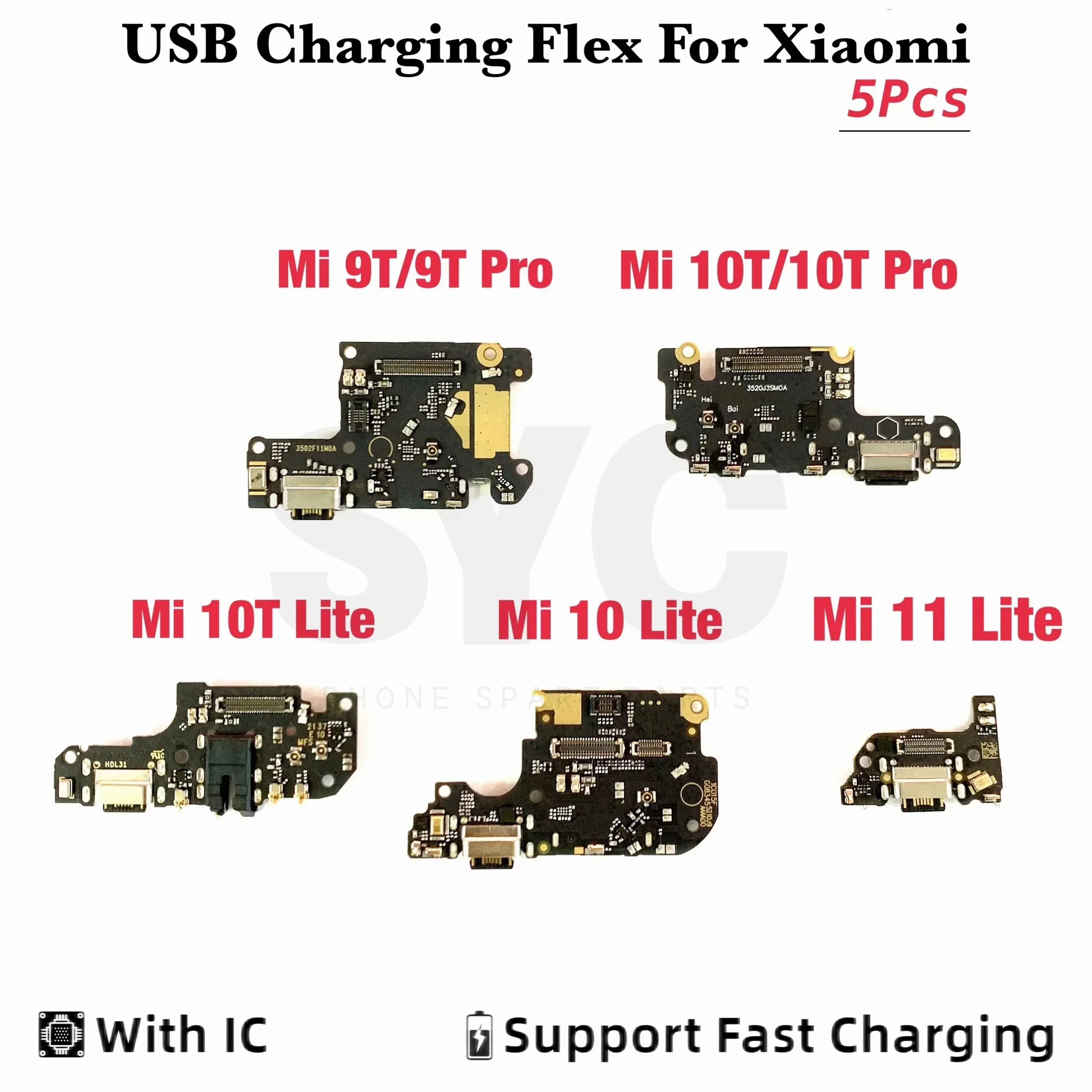 

5Pcs Good quality Dock Connector USB Charger Charging Port Flex Cable Board For Xiaomi Mi 9T Pro Mi 10T Pro Mi 10 10T 11 Lite