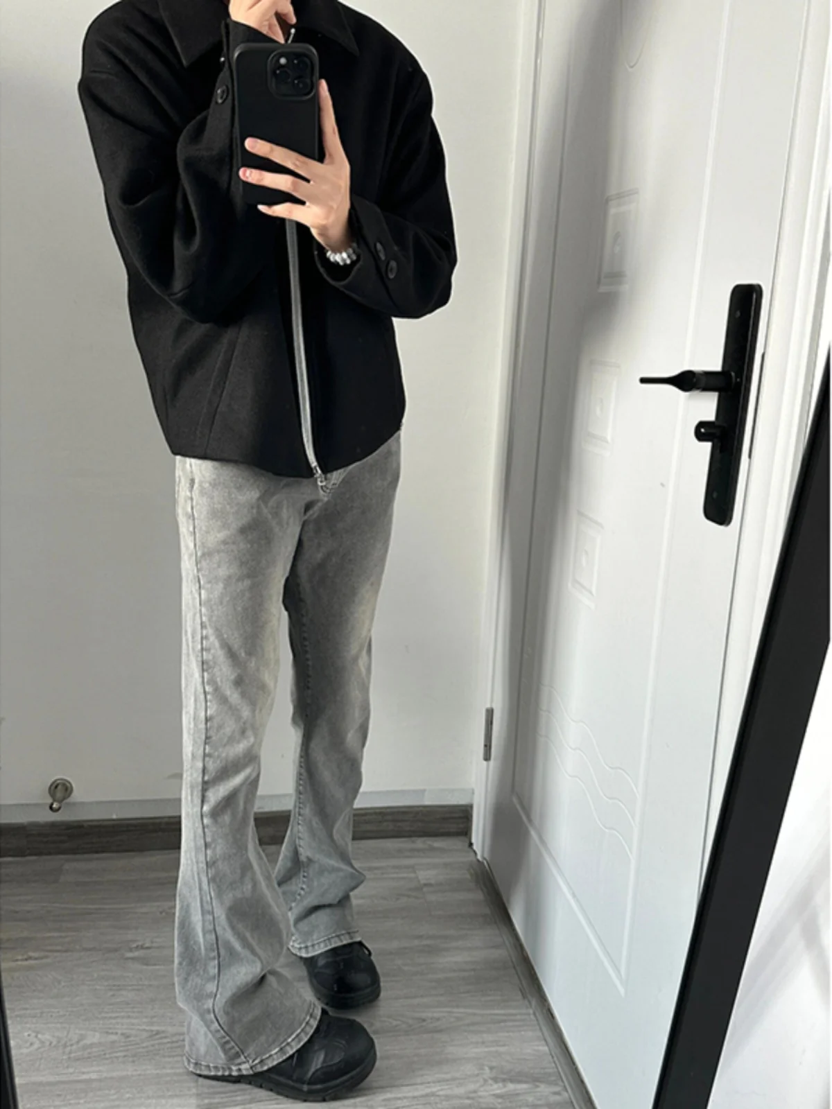 

Cool Trendy Men's Flared Jeans Teenage Straight Leg High Street Vibe Autumn Faionable Wear Resistant Long Pants Youth