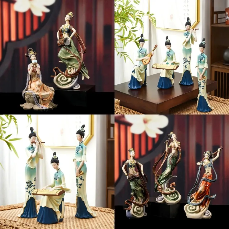 

Фигурка женщины-солдата в древнекитайском стиле, классическая женская статуэтка из смолы, модель для декора рабочего стола, коллекционный подарок