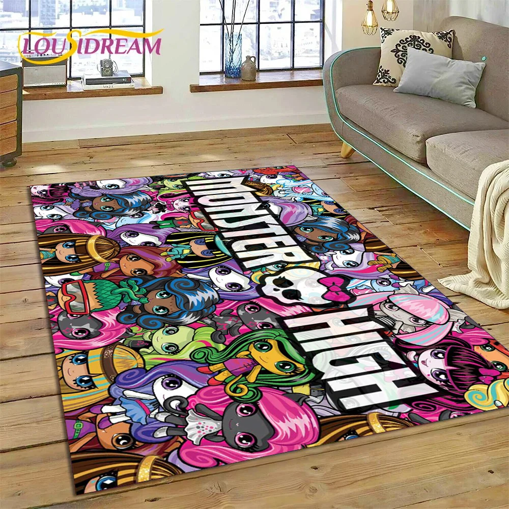 Monster High Draculaura Vampire Cartoon Carpet Rug for Home Living Room Bedroom Sofa Doormat Decor,Area Rug Non-slip Floor Mat