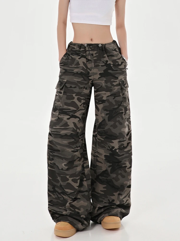 90s カモ パンツ y2k Women Camouflage Cargo Pants Y2k 90s Fashion Baggy High Waist
