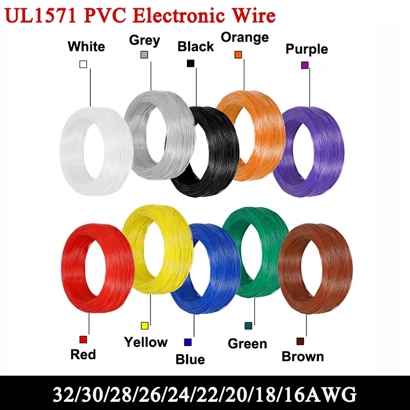 UL1571 PVC Electronic Wire 32 30 28 26 24 22 20 18 16 AWG Insulated Tinned Copper Environmental DIY Cord LED Line