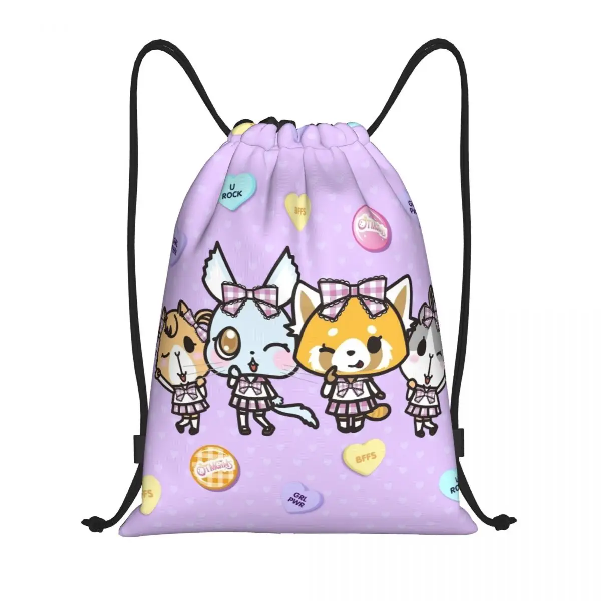 مخصص اليابان الكرتون Aggretsuko أنيمي الرباط حقيبة الرجال النساء طوي الرياضة الصالة الرياضية Sackpack التدريب تخزين الظهر