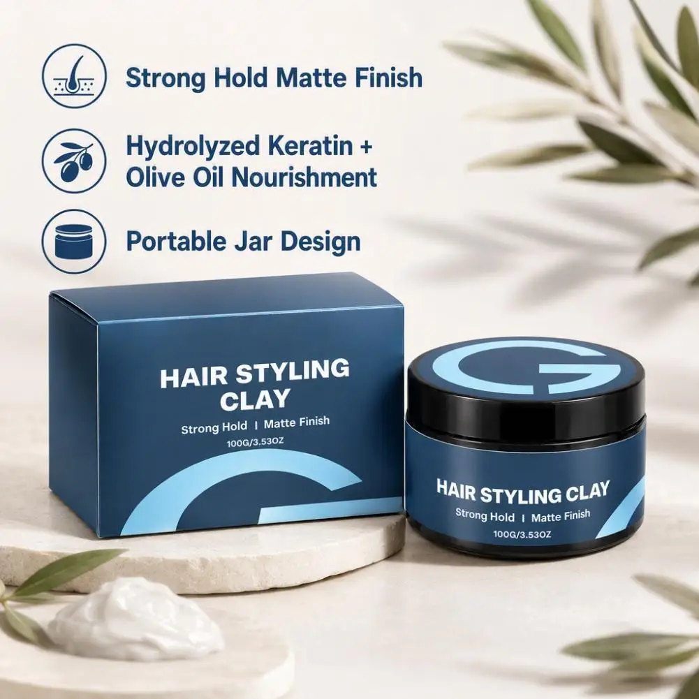 Strong Hold Matte Finish Hair Mud Men's Hair Styling Clay Light Non-sticky Lasting Brand Professional Male Hair Styling Tools