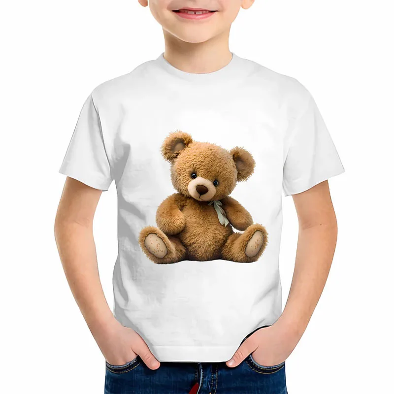 Cartoon Plush Teddy Bears DTF Heat Transfer Stickers For Children Clothes Iron On Washable Patch Funny Parent Child Costume DIY