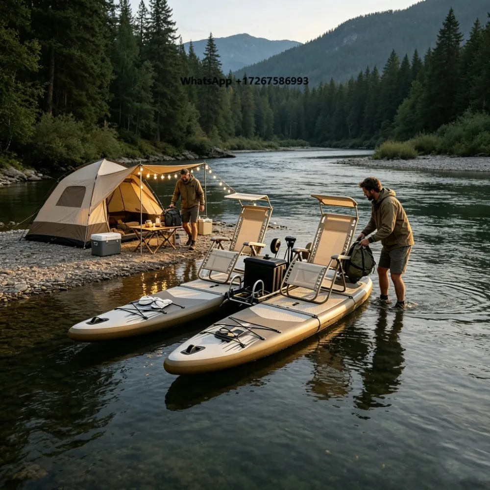 Unique Design CanopyCat Inflatable Paddle Catamaran with Sunshade  Floating SUP Boat for Water Leisure