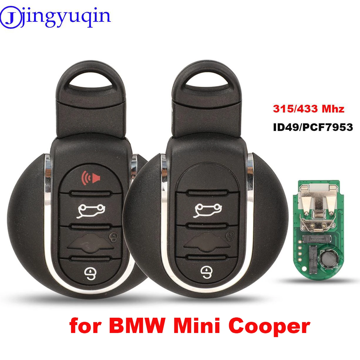 jingyuqin Smart Remote Car Key Fob 315/433MHz ID49/PCF7953 For BMW Mini Cooper 2015 2016 2017 2018 With Emergency Key Blade