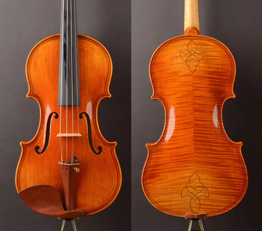 Maggini style, Best Model, A T20+ Violin Fitted Aubert Bridge and Dominant 135B,ipe bow, shouldrest, upgrade hzv04 case