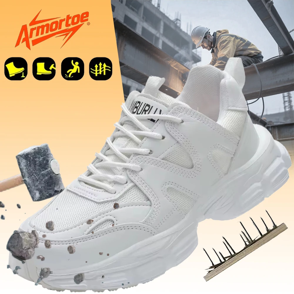 

ArmorToe Technology Rotary Buckle Steel Head Anti-smash Safety Shoes Comfortable Wear Sports Shoes Work Shoes #Armor2728