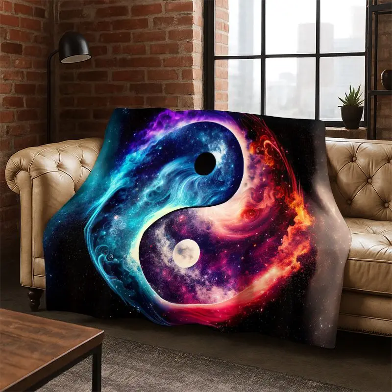 Yin Yang Symbol Chinese Tai Chi Flannel Blanket Soft Warm Throw Blanket for Bedroom Living Room Bed Travel Camping Picnic Gift