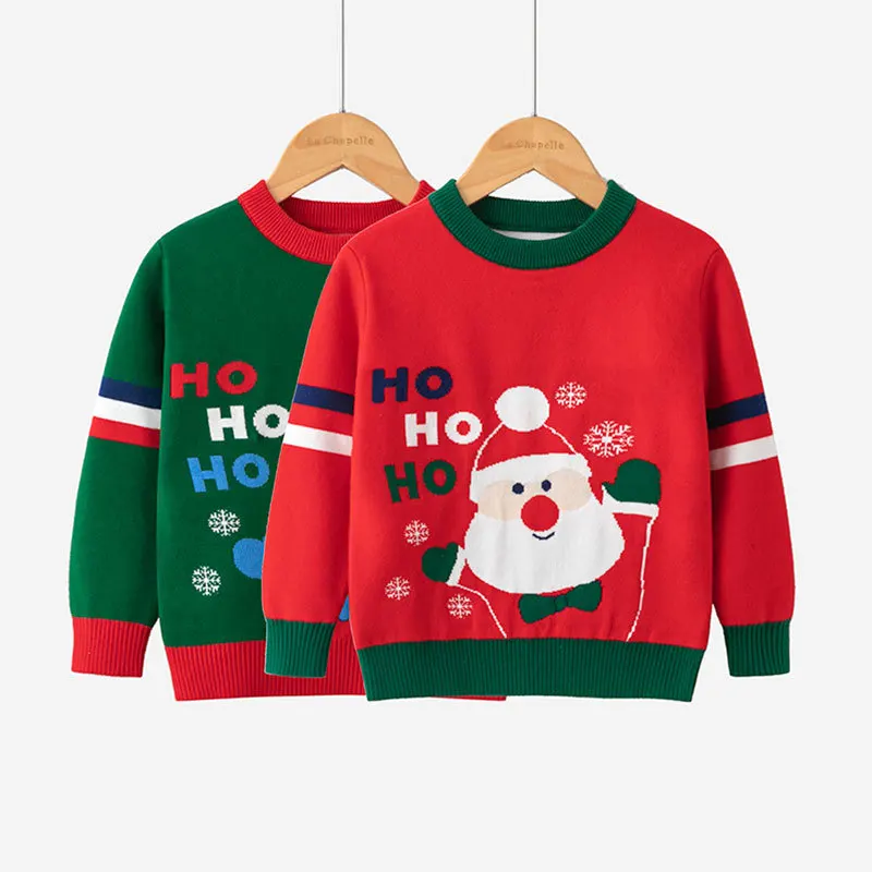 

Children's Sweater Top Cltohes Autumn Winter Christmas Round Neck Boy Girl Cute Xmas Pullovers Long Sleeves Knitwear Casual Wear