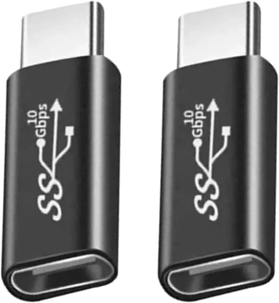 Adaptador USB C Masculino para Feminino em Pacote com 2 Unidades, Extensor Tipo C 3.1, Transferência de Dados em Alta Velocidade de 10Gbps para Laptop, Telefone e Mais