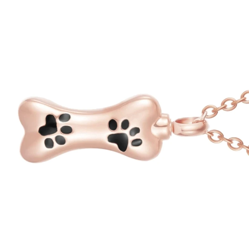 Collane creative con urna per gioielli per cremazione animali domestici per ceneri, medaglione a forma osso, spedizione