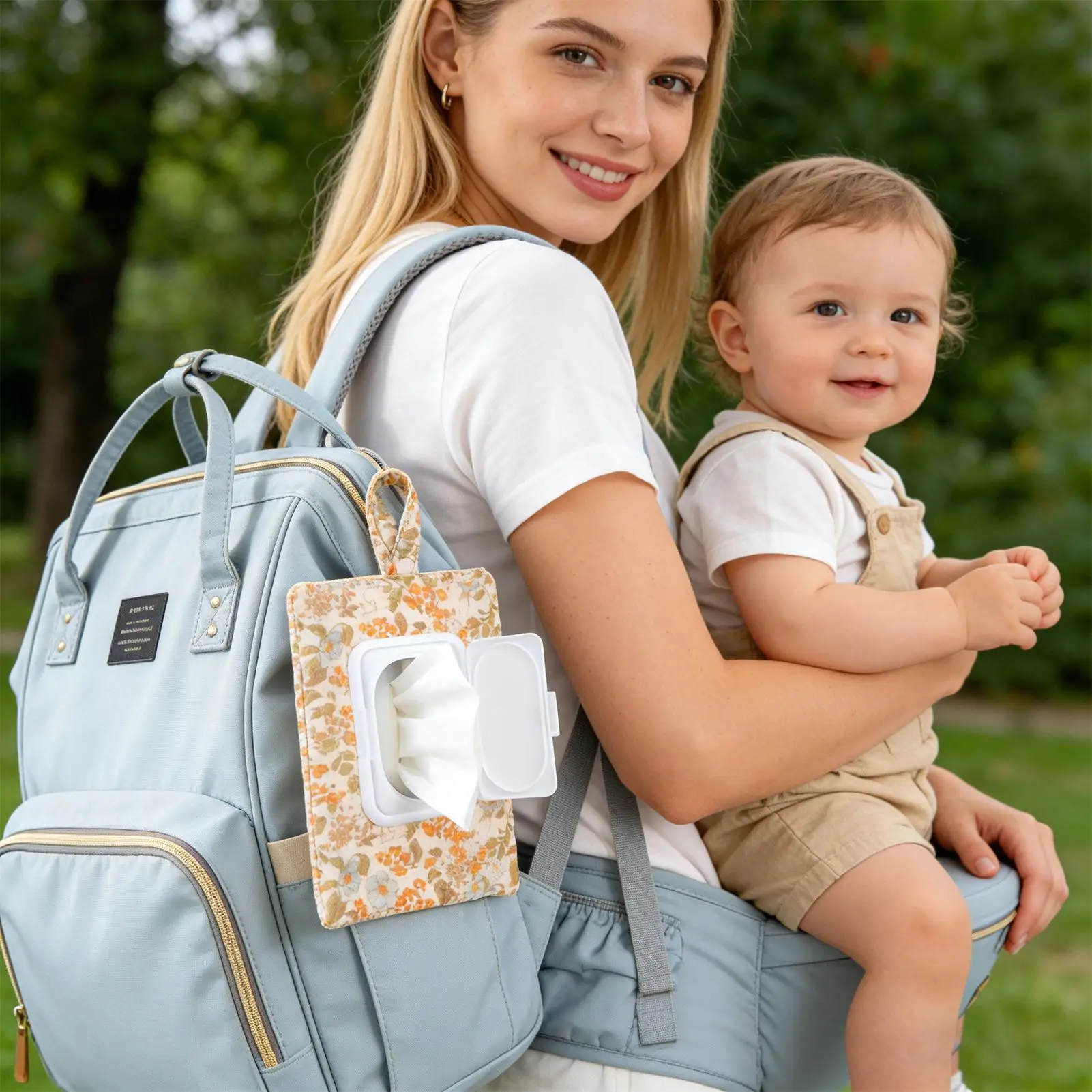 Wipe Dispenser Hangable Stroller Diaper Storage Bag Reusable Portable Wipe Bag For Stroller Pram Crib Home Travel Outdoor