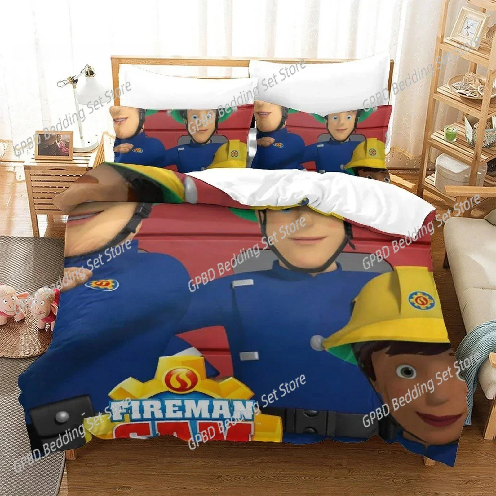 

3D Printing Anime Fireman Sam Bedding Set Bedroom Soft Modern Bedspreads Comefortable Duvet Cover Quilt Cover And Pillowcase