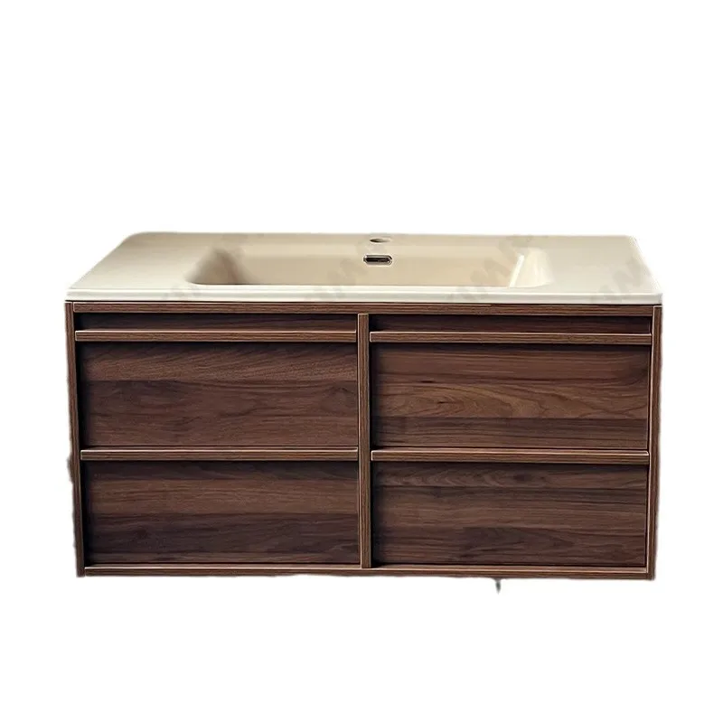 

Medieval style bone line bathroom cabinet combination retro walnut