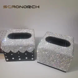 Sparkling Diamond Tissue Box Rectangle Paper Towel Holder Desktop Napkin Holder Storage Container Kitchen Bathroom Tissue Boxes