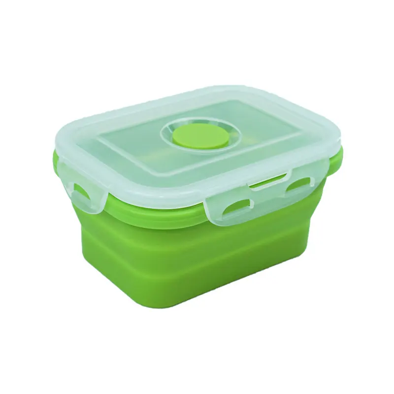 4 Sizes Silicone Folding Bento Box Collapsible Lunch Box Microwavable Portable Meal Food Storage Container for Children Adult